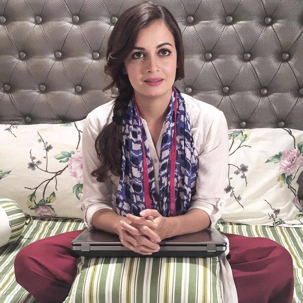 Dia Mirza :- You talking to me? :) #Onset #SalaamMumbai @rezagolzar #LoveMyJob #movieset -instagram