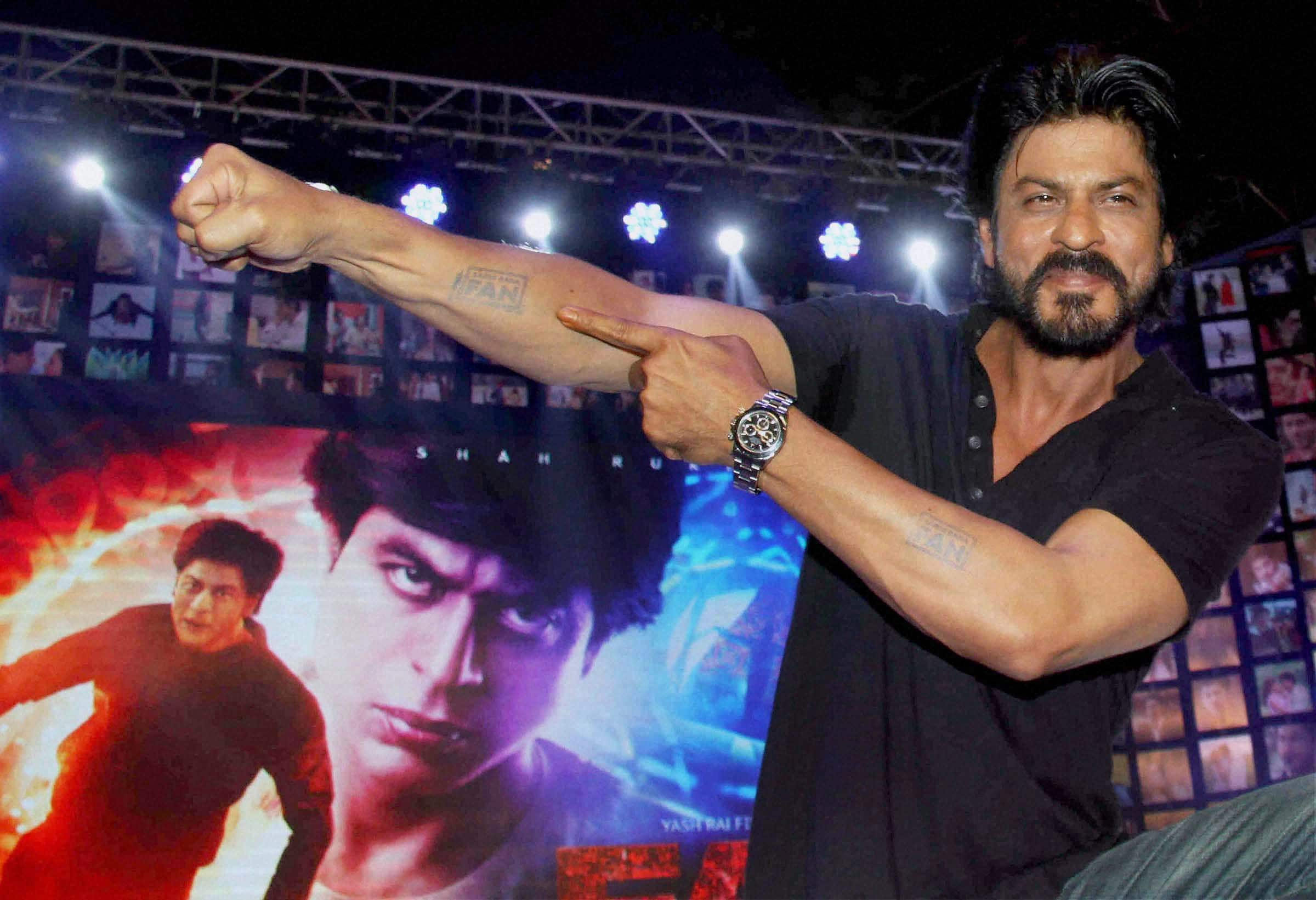 Actor Shahrukh Khan during the trailer launch of film Fan in Mumbai.