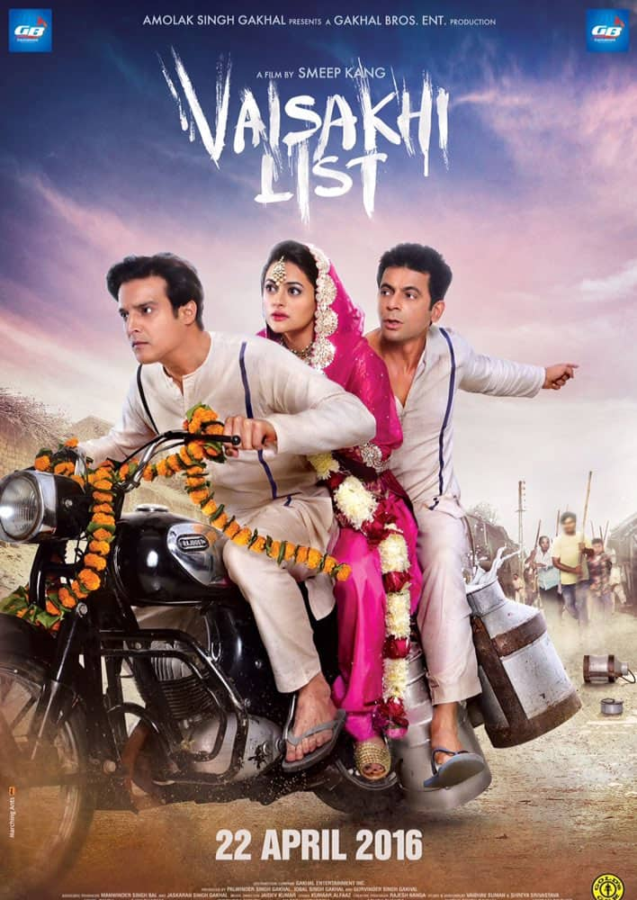 Poster of Punjabi film #VaisakhiList. Smeep Kang directs. Stars Jimmy Sheirgill, Sunil Grover, Shruti Sodhi.  -twitter