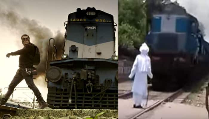 Remember that thrilling train scene from 'KICK'? Even Salman Khan won't believe this old man's stunt! - Watch