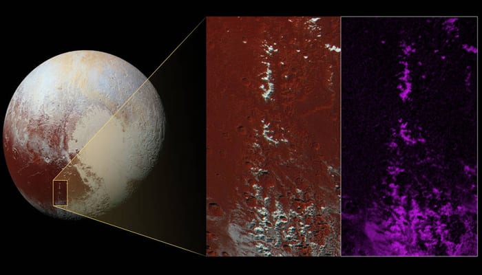 New Horizons spots methane on Pluto&#039;s snowcapped peaks