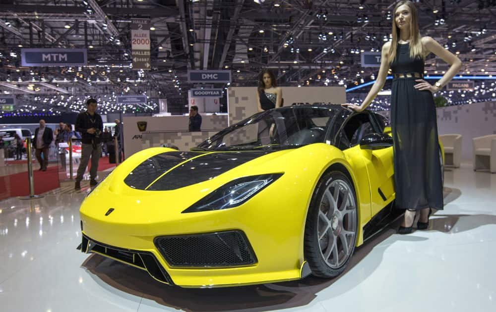 The new Arash AF8 Falcon is presented during the second press day at the 86th International Motor Show in Geneva, Switzerland, Wednesday, March 2, 2016. 