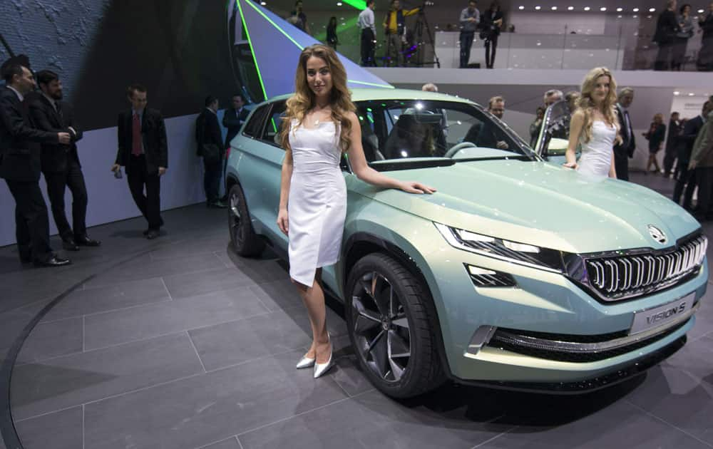 The new Skoda Vision S is shown during the press day at the 86th International Motor Show in Geneva, Switzerland, Tuesday, March 1, 2016. 
