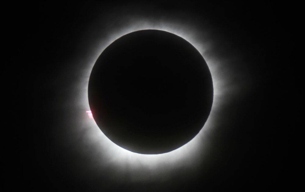 A total solar eclipse is seen in Belitung, Indonesia.