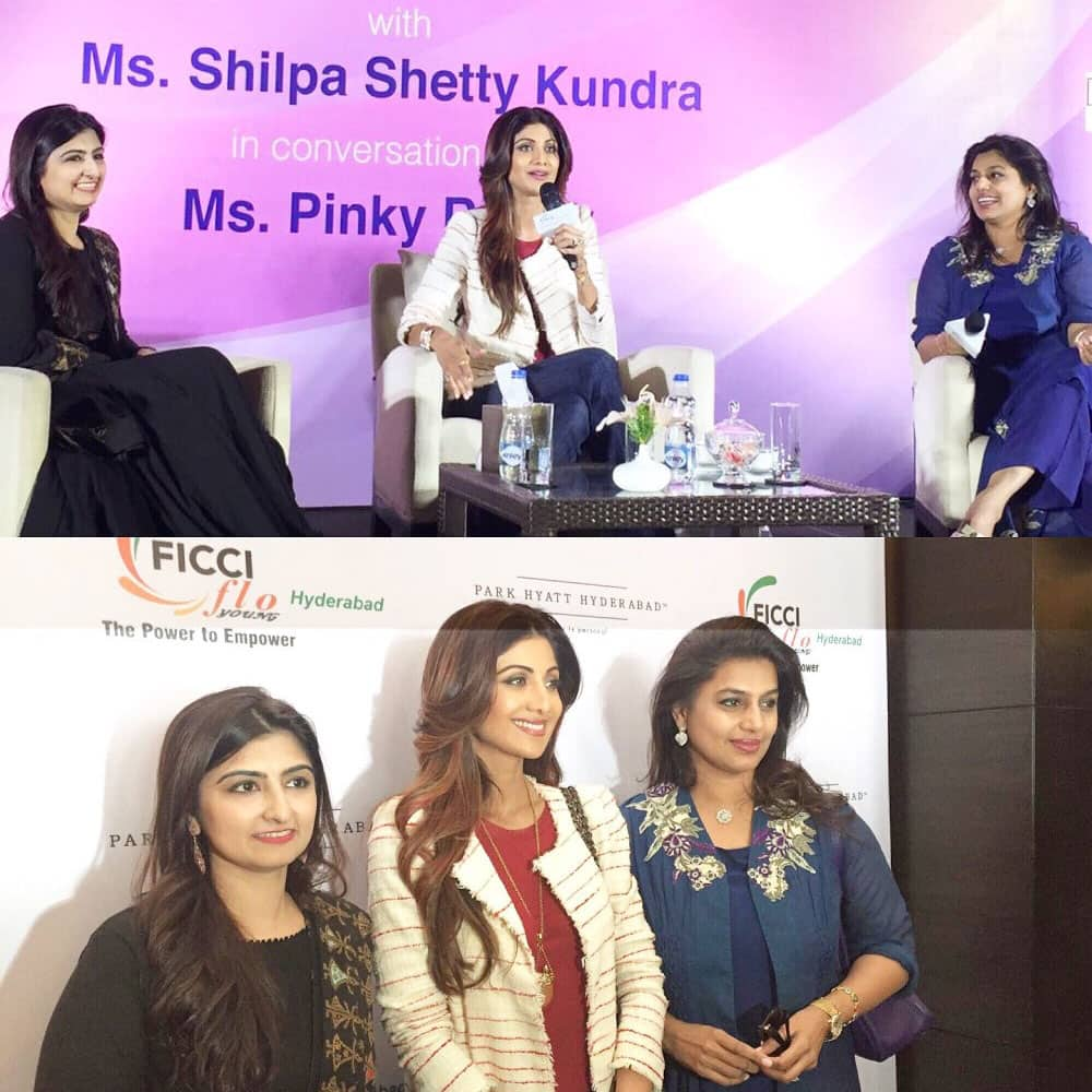 SHILPA SHETTY KUNDRA :- At the #Yflow event speaking on #healthandfitness, was a fun session #GreatIndianDiet #welness #ficci -twitter