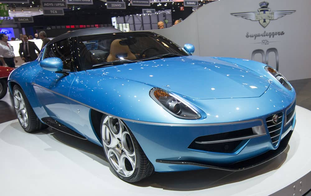 The new Touring Superleggera Alfa Romeo Volante Spyder is presented during the second press day at the 86th International Motor Show in Geneva, Switzerland.