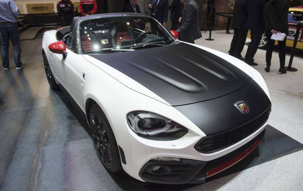 The new Fiat Abarth124 Spider is shown during the press day at the 86th International Motor Show in Geneva, Switzerland.