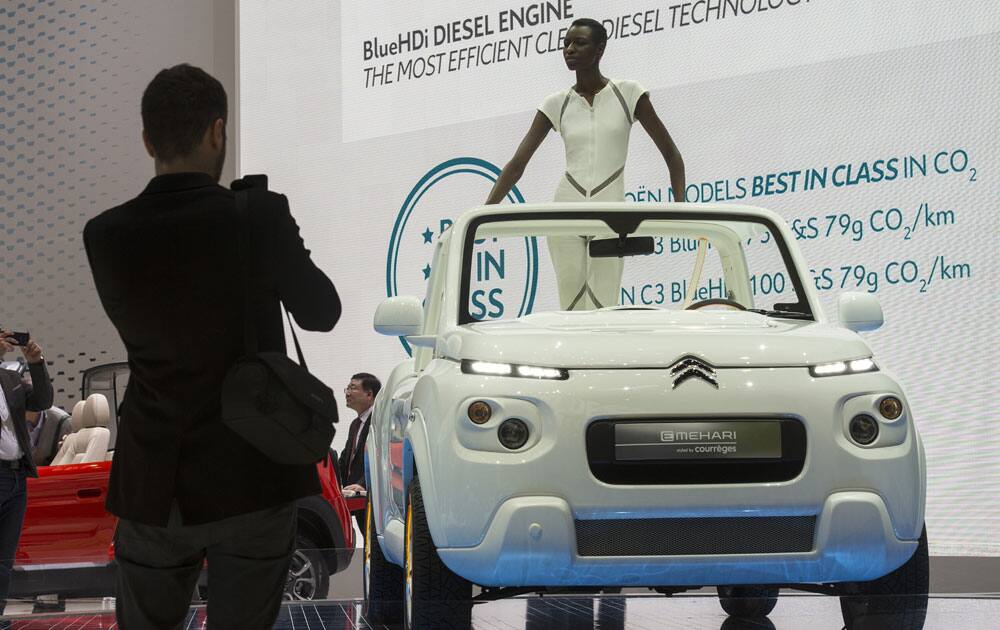 The New Citroen Mehari by Courreges is shown during the press day at the 86th International Motor Show in Geneva, Switzerland.