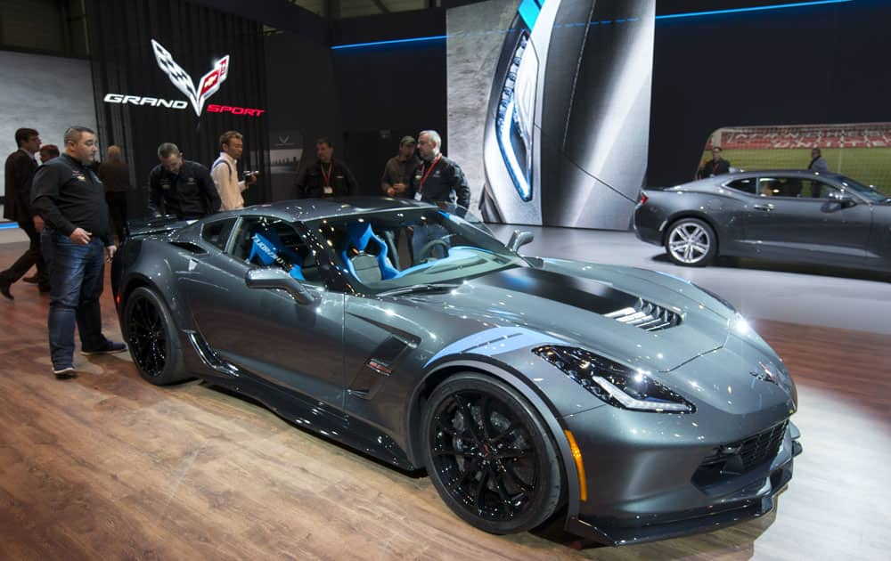 The New Chevrolet Corvette Grand Sport Coupe is shown during the press day at the 86th International Motor Show in Geneva, Switzerland.