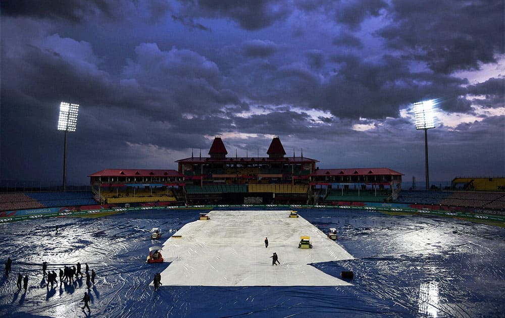 T20 world cup match between Oman and Netherlands was called off due to rains in Dharamshala.