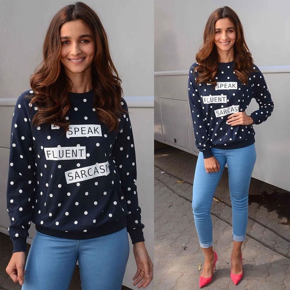 ELLE India :- Sweatshirt + cheeky slogan - #AliaBhatt is all aces.   -twitter