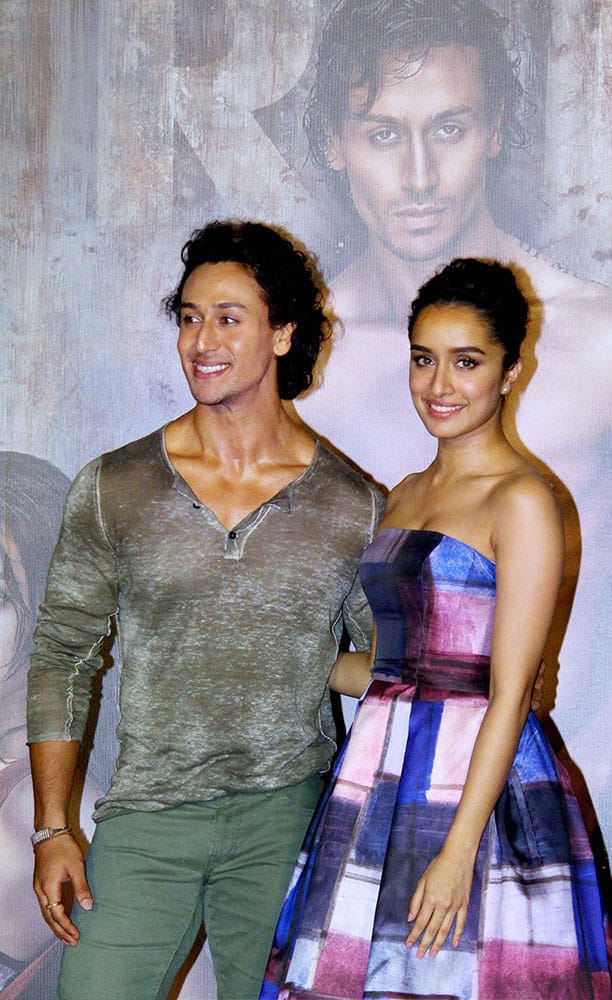 Actors Tiger Shroff and Shraddha Kapoor during the trailer launch of film Baaghi.