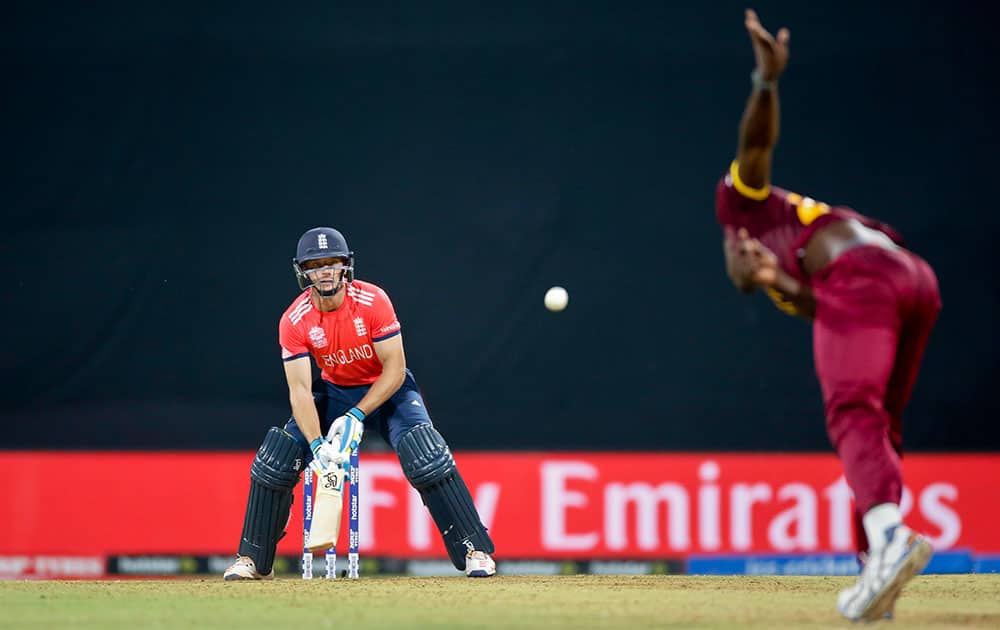England's Jos Buttler bats against West Indies during their ICC World Twenty20 2016 cricket match at the Wankhede stadium in Mumbai.