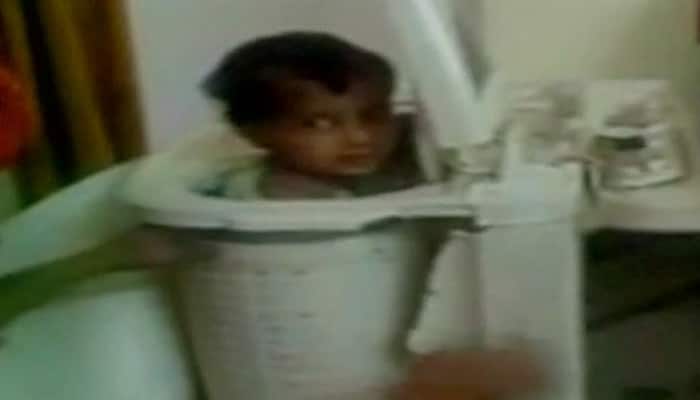 Karnataka: Two-year-old boy gets stuck in washing machine, escapes unhurt - Video