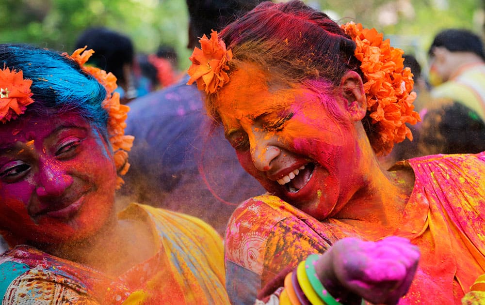 Hindus celebrate the festival of colors or Holi in Kolkata.