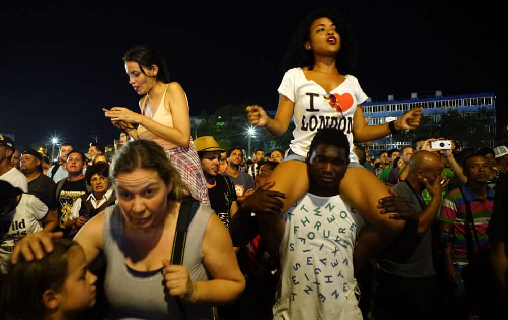 People dance at the Rolling Stones concert in Havana, Cuba.