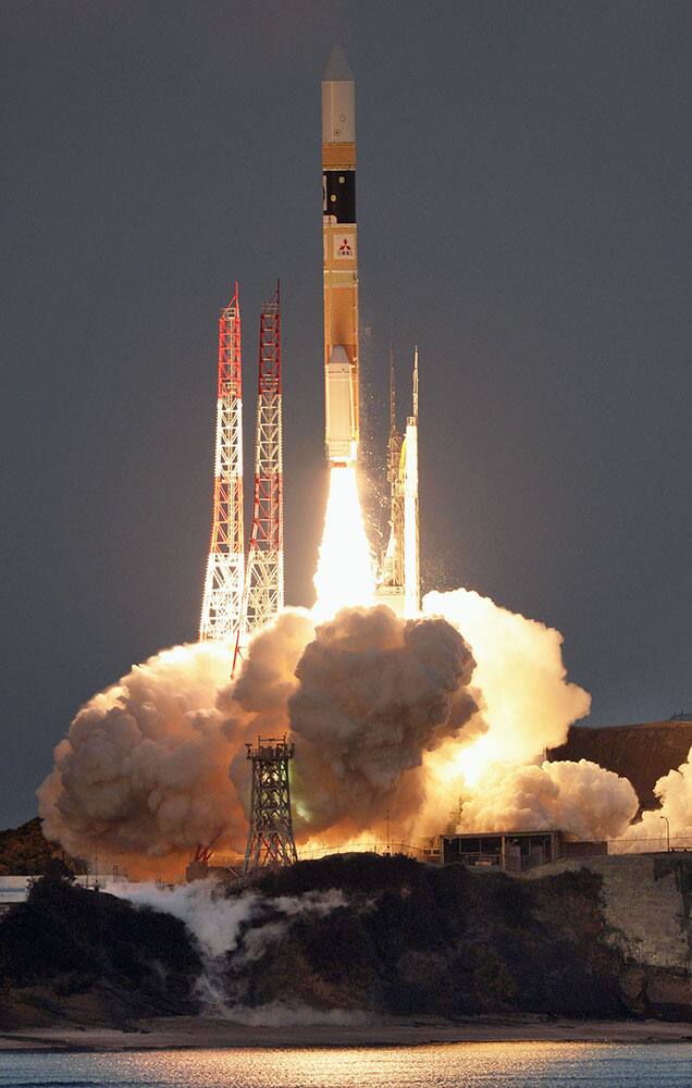 an H-2A rocket carrying an X-ray astronomy satellite called