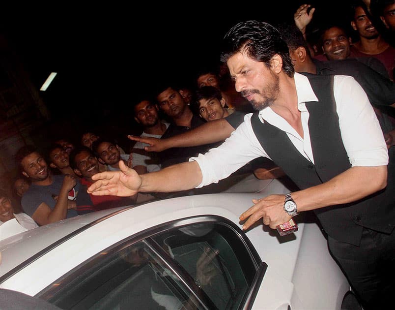 Bollywood actor Shah Rukh Khan during a party hosted by filmmaker Sanjay Leela Bhansali in Mumbai.