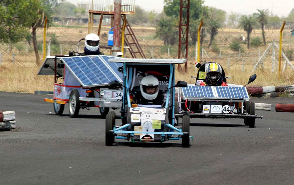 Participants at the 3rd ESVC 2016 (Electric-Solar Vehicle Championship) at the RPM International Circuit, Ratibad near Bhopal.
