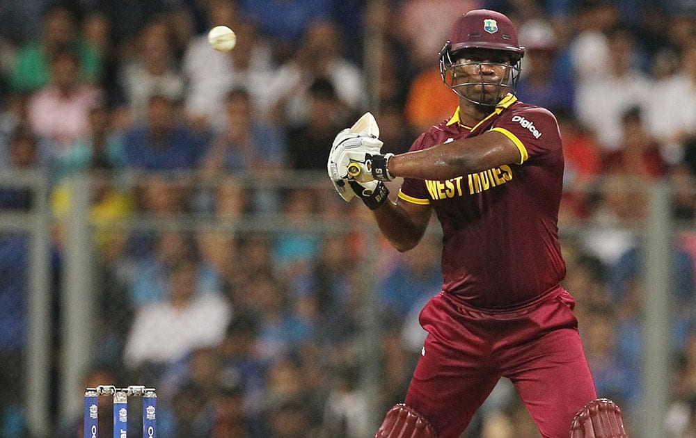 West Indies Johnson Charles bats during their ICC World Twenty20 2016 cricket semifinal match against India at Wankhede stadium in Mumbai.