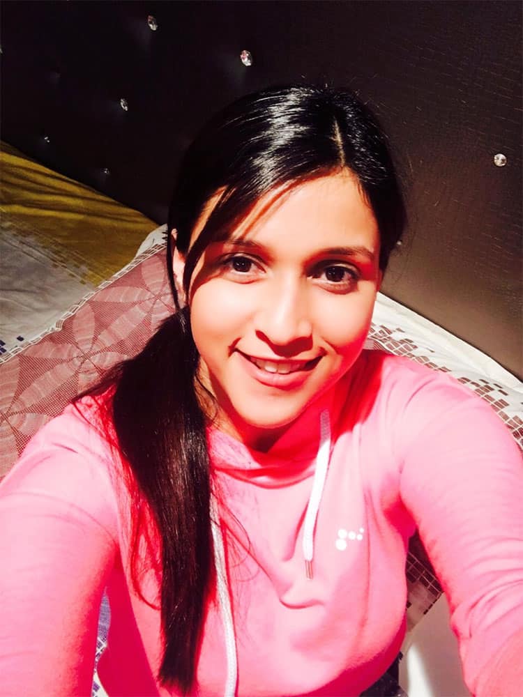 Mannara :- #Night shoots and #pink colour always make me feel #happy -twitter