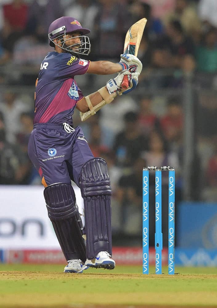 Rising Pune Supergiants batsman Ajinkya Rahane plays a shot during the IPL 2016 opening match played against Mumbai.