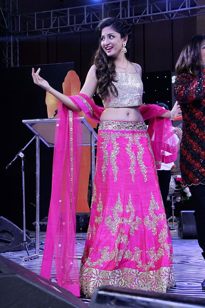 Actress Poonam Bajwa during a Fashion Show at HICC in Hyderabad.