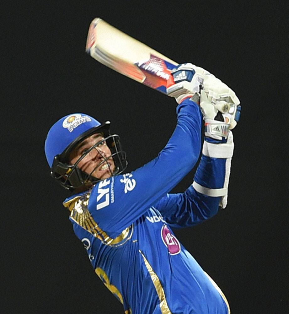 Mumbai Indians batsman Tim Southee plays a shot during the IPL match played against Gujrat Lions in Mumbai.