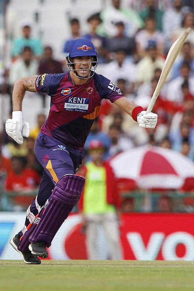 Kevin Pietersen of Rising Pune Supergiants during match 10 of the Vivo Indian Premier League ( IPL ) 2016 between the Kings XI Punjab and the Rising Pune Supergiants held at the IS Bindra Stadium in Mohali.