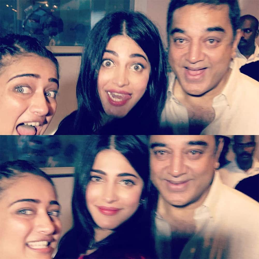 shruti haasan :- With our daddy dearest !!!! -instagram