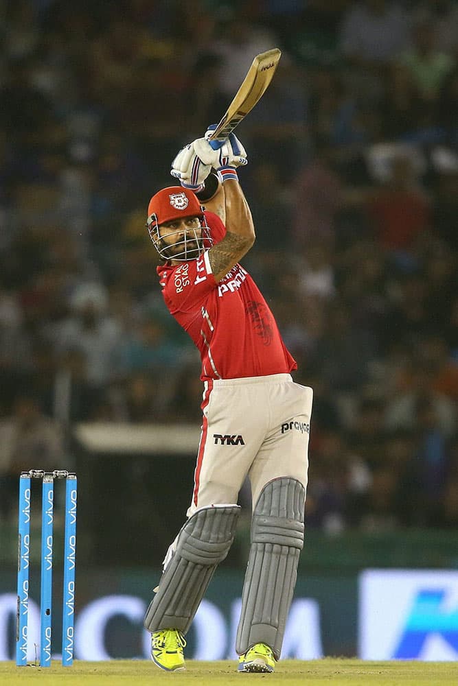 Kings XI Punjab batsman Murali Vijay plays a shot during the Indian Premier League (IPL) 2016 T20 match against Kolkata Knight Riders, in Mohali.