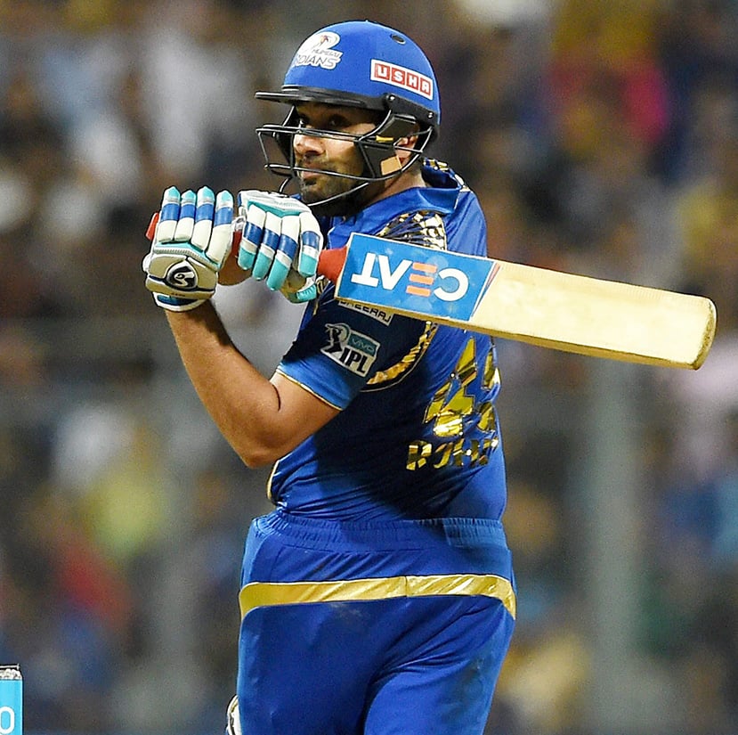 Mumbai Indians player Rohit Sharma in action during the IPL match against Royal Challengers Bangalore in Mumbai.