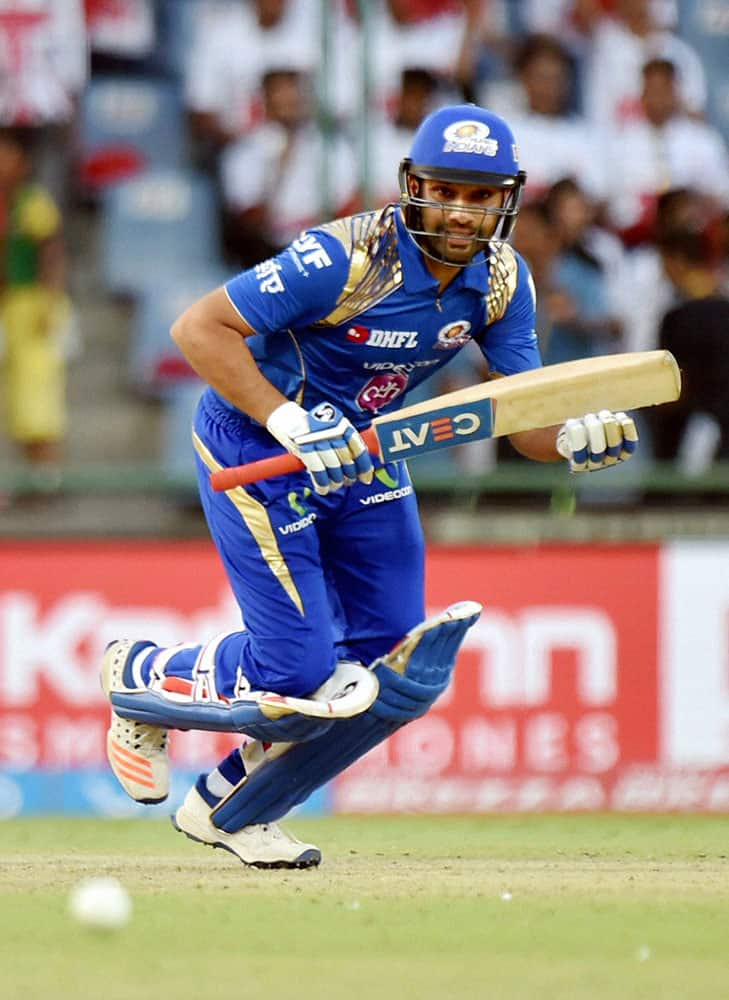 Mumbai Indians Rohit Sharma in action against Delhi Daredevils during their IPL T20 match in New Delhi.