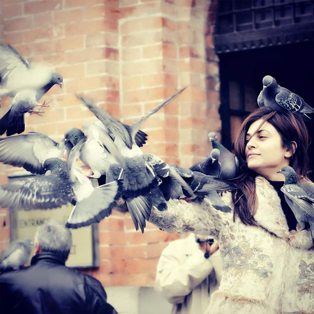 sushmita sen ‏:- ❤ just something to make u smile through the day!!!! Romanced by pigeons #venice #memories… -instagram