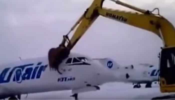 MUST WATCH: Disgruntled employee tears down an aeroplane!