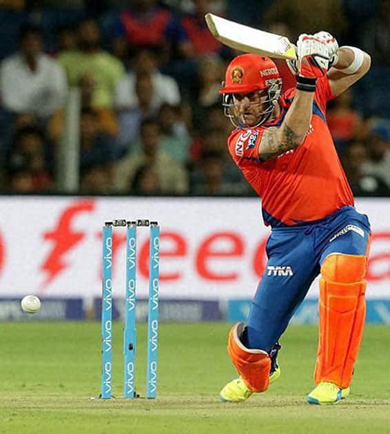 Brendon McCullum of Gujarat Lions plays a shot during IPL 2016 against Rising Pune Supergiants in Pune.