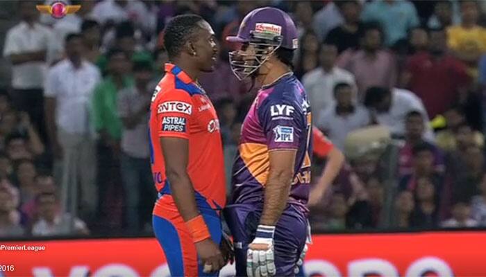 WATCH: RPS vs GL - When Dwayne Bravo tried to &#039;intimidate&#039; Mahendra Singh Dhoni during Match 25