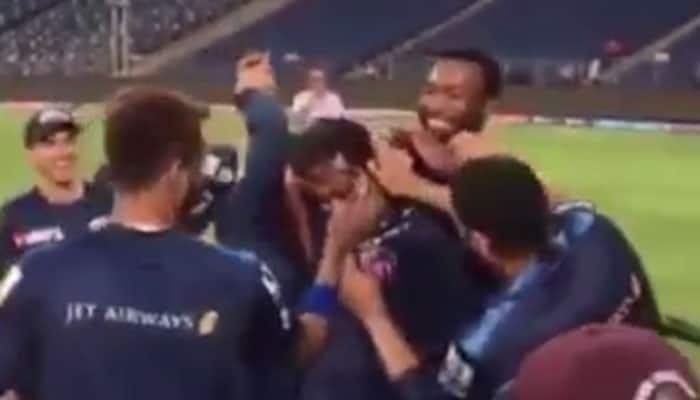 WATCH: How Harbhajan Singh, Hardik Pandya put birthday cake all over Rohit Sharma&#039;s face