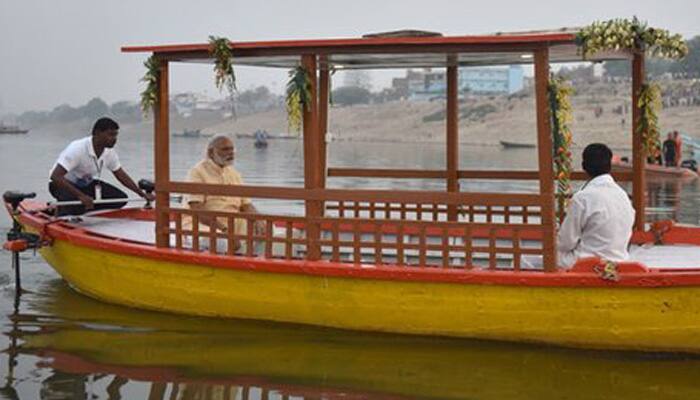PM Modi visits Varanasi, launches &#039;e-boats&#039; at Assi Ghat: In Pics