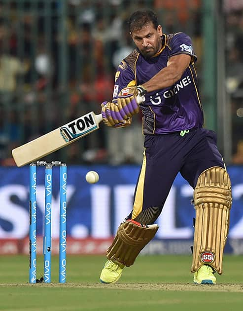 KKR Yusuf Pathan plays a shot during the IPL 2016 match against Royal Challengers Bangalore in Bengaluru.