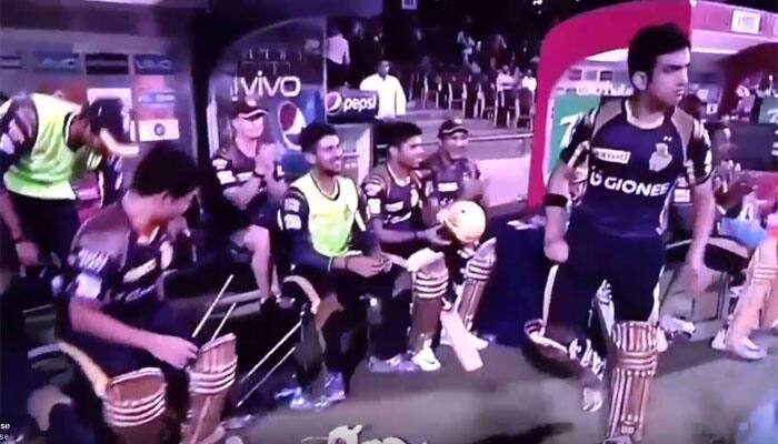 WATCH: Kolkata Knight Riders skipper Gautam Gambhir kicks a chair to celebrate team&#039;s win over Royal Challengers Bangalore