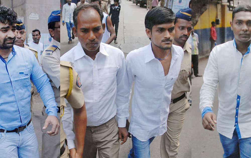 **COMBO** Four men accused in Keenan-Reuben murder case being taken to court from the Arthur Road Jail in Mumbai.
