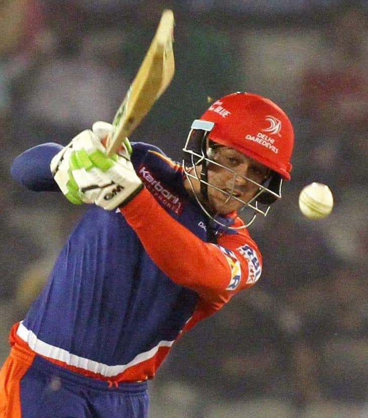 QuintonDe Kock of Delhi Daredevils plays a shot during an IPL 2016 match against Kings XI Punjab in Mohali.