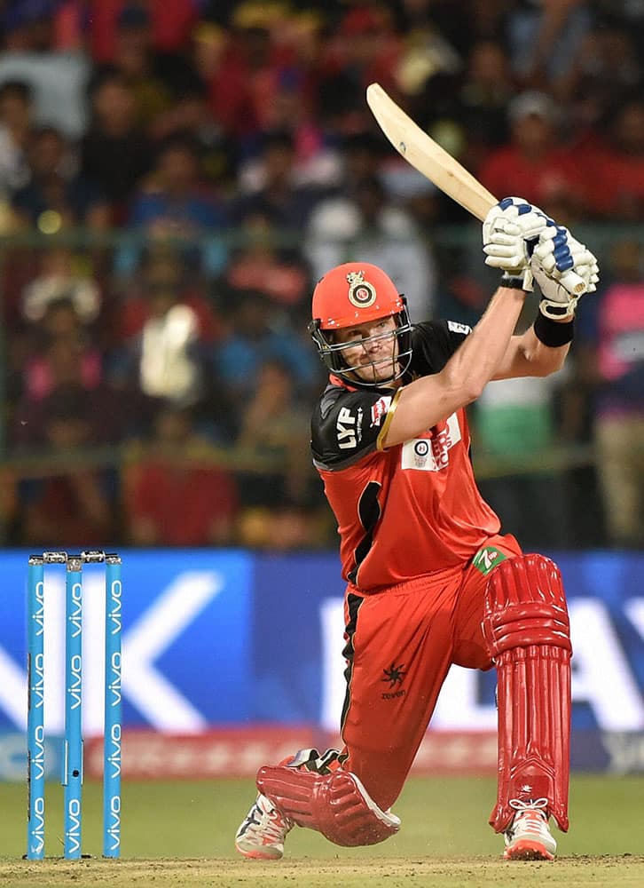 Royal Challengers Bangalores Shane Watson plays a shot during the IPL T20 match against Rising Pune Supergiants in Bengaluru.