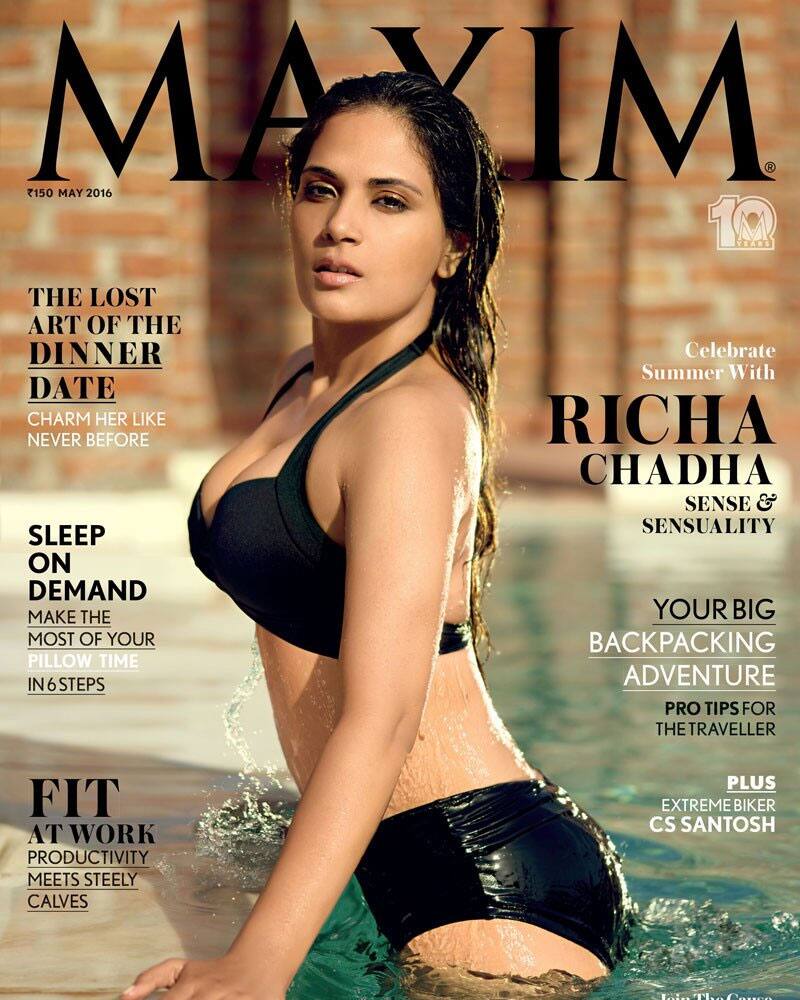 Maxim India ‏@MaximIndia  :- @RichaChadha_ #RichaChadha all this month! #RichaChadda #CabaretMovie #Sarbjit #Masaan #HotRightNow #Maxim #Hot100 -twitter
