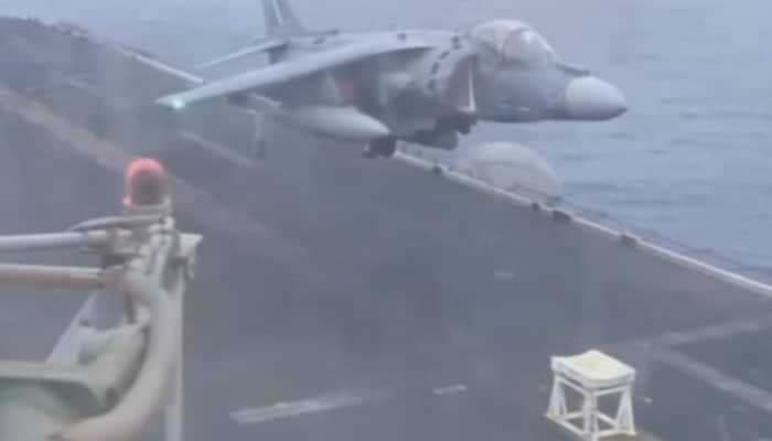 Heart-stopping! US Marine Corps pilot lands jet on a stool - Watch video