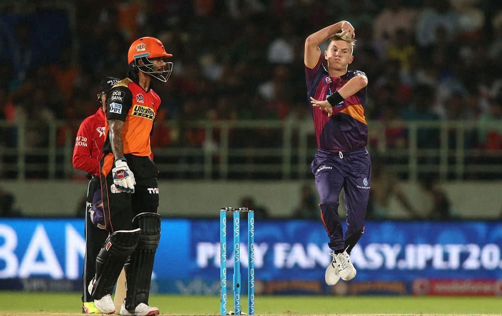 Adam Zampa of Rising Pune Supergiants in action during an IPL 2016 against Sunrisers Hyderabad at ACA-VDCA Stadium in Visakhapatnam.