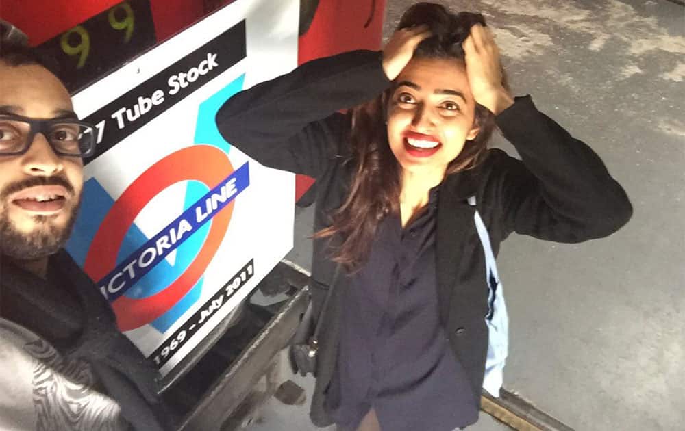 Radhika Apte ‏@radhika_apte  :- After pack up at London Transport Museum @oystersshort with @AhmedKRoy-twitter