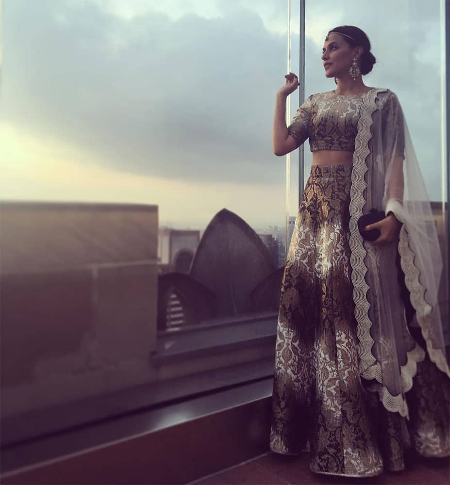 Neha Dhupia ‏@NehaDhupia  :- #throwbackthursday off #weddings ... Wearing @payalsinghal n @Anmol_Jewellers ... For the love… -instagram