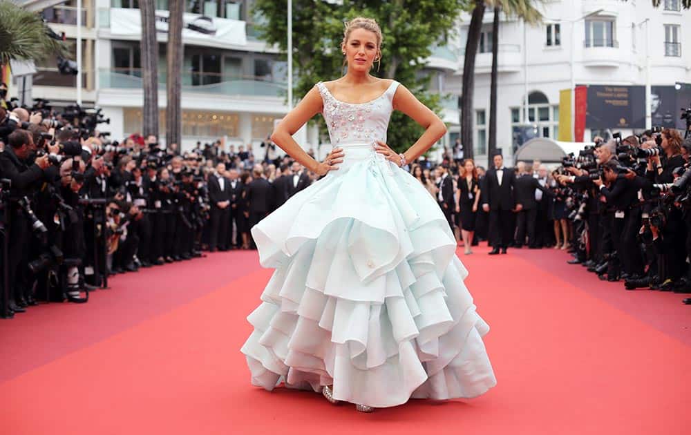 Actress Blake Lively poses for photographers upon arrival at the screening of the film Ma Loute (Slack Bay) at the 69th international film festival, Cannes, southern France.